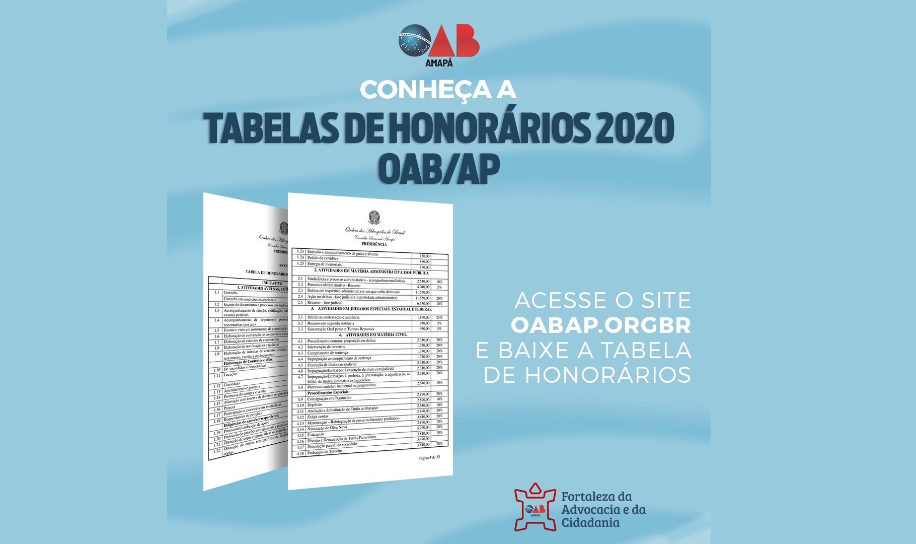 OAB Amapá atualiza tabela de honorários para 2020